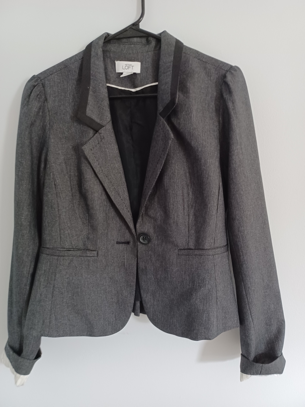 LOFT Gray Single-Button Notch Collar Blazer